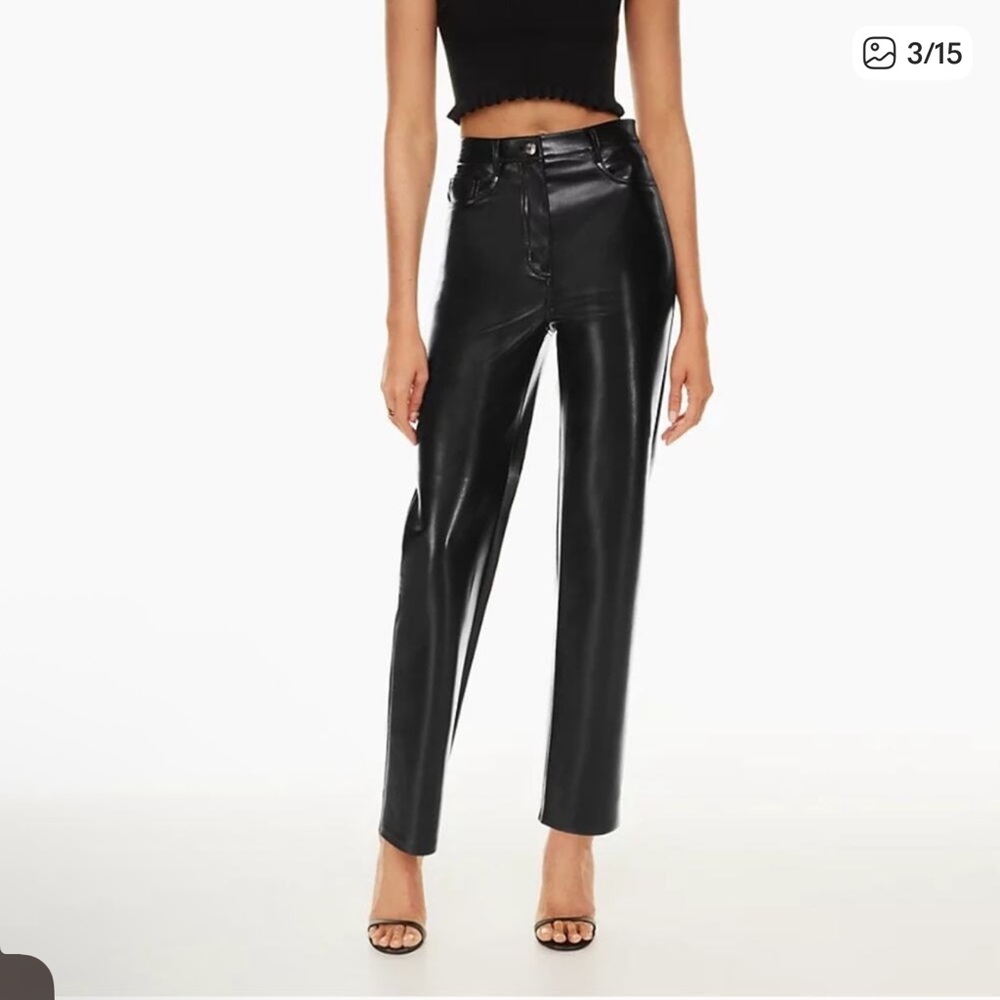 Aritzia Wilfred Melina Black Vegan Leather Super High Rise Pants